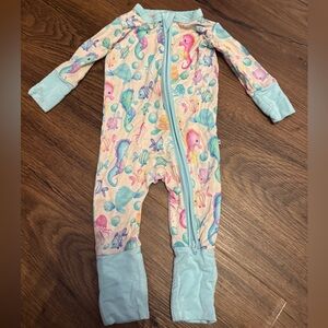 Sea Life Print Kids Footie Pajamas